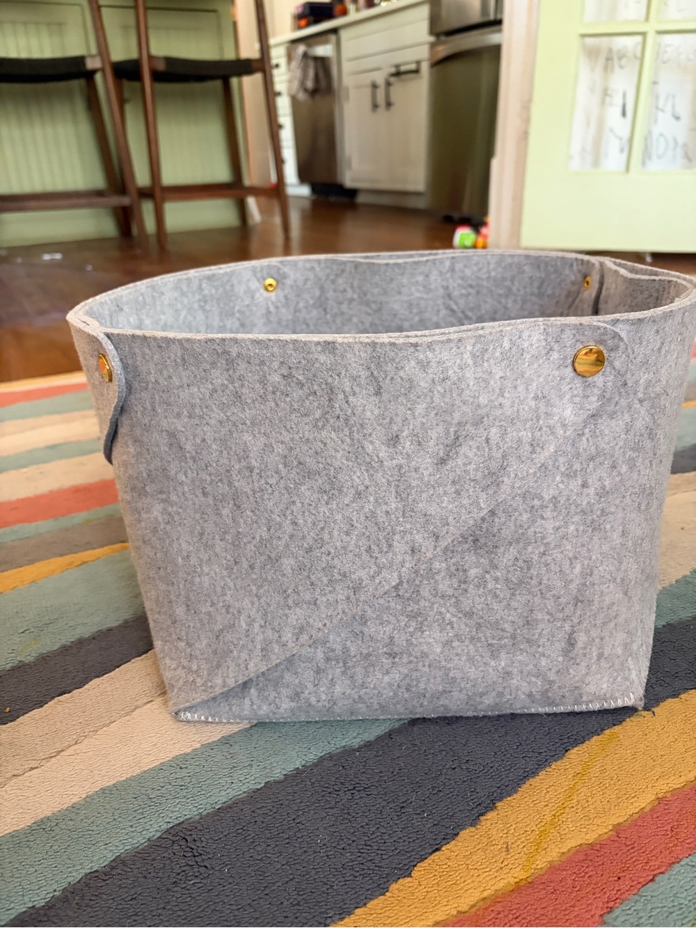 IKEA PUDDA Light Gray Felt Storage Basket with Gold Snaps (5 in a set)